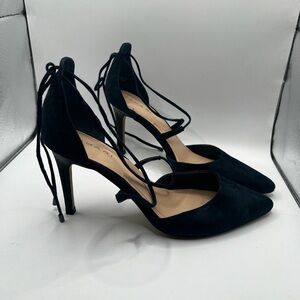 Suede D'orsay lace up pumps